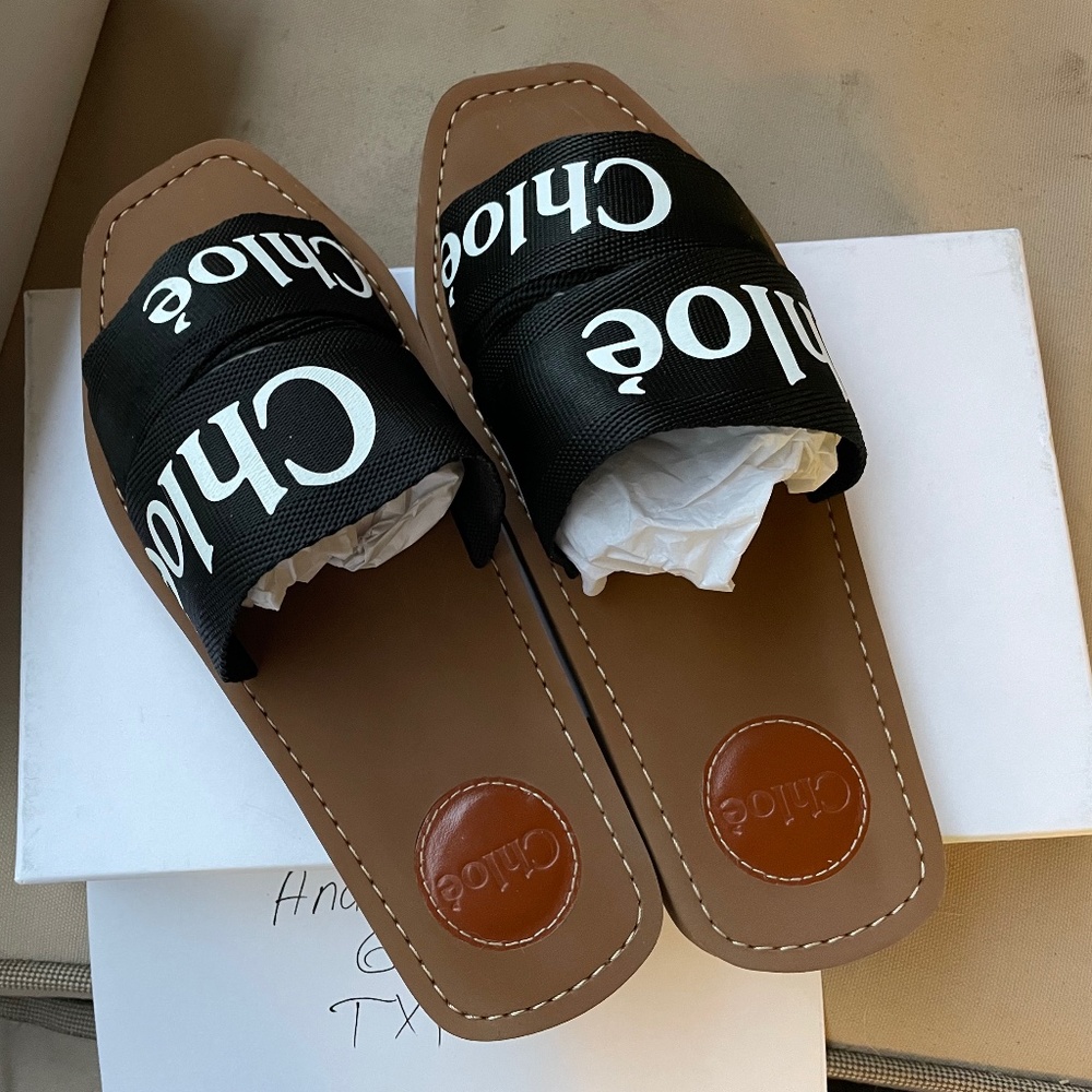 Chloe woody flat mule/sandals 38 EU